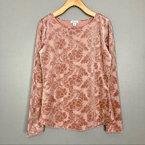 Sundance Delicate Senses Burnout Velvet Top Women’s Sz XS Floral Blush Romantic